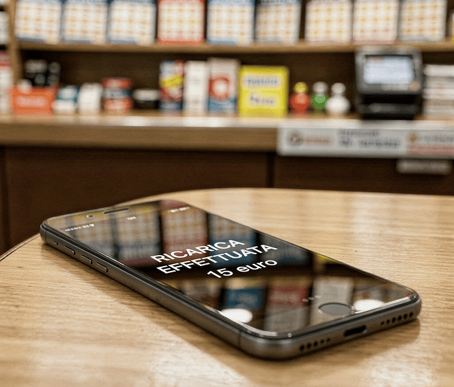 Smartphone con conferma di ricarica effettuata da 15 euro